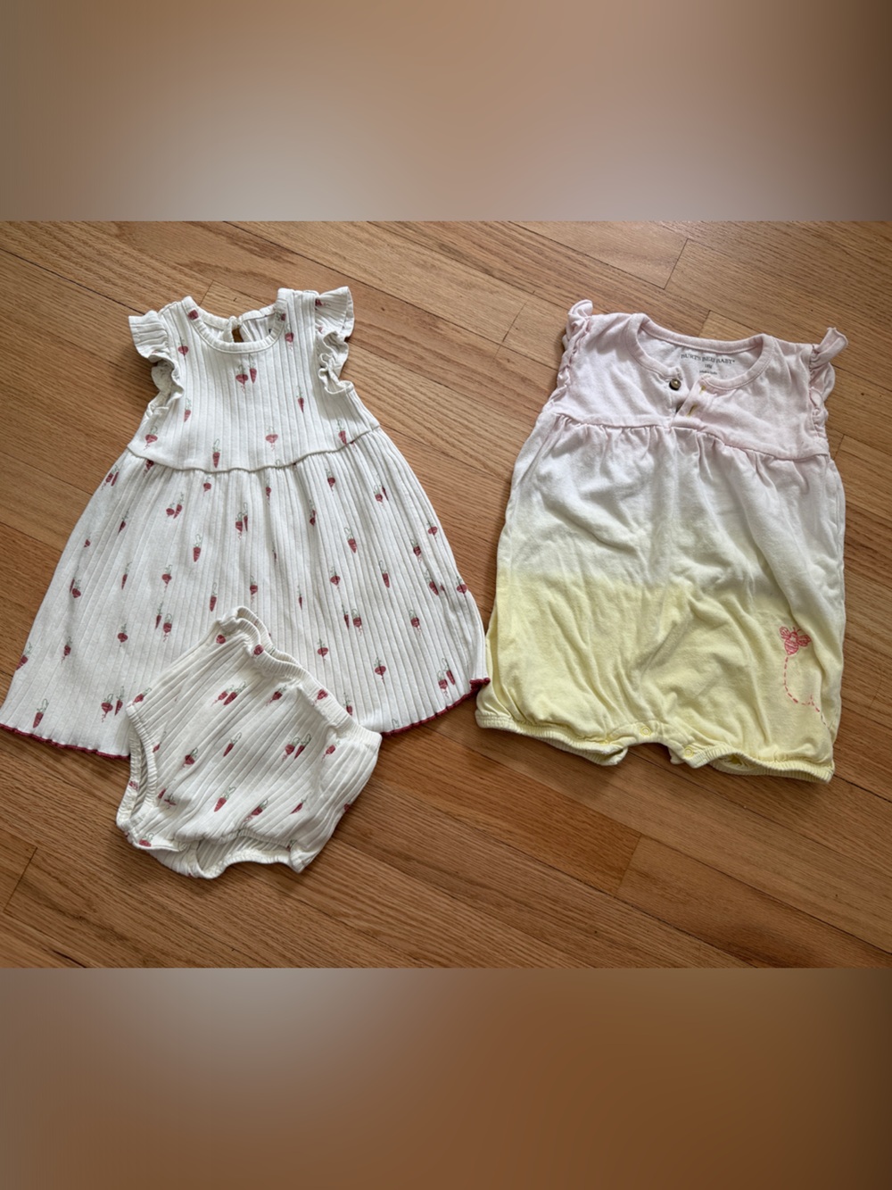 18 M organic cotton bundle Dress &  Romper Set (Burt’s Bees and Focus Kids)